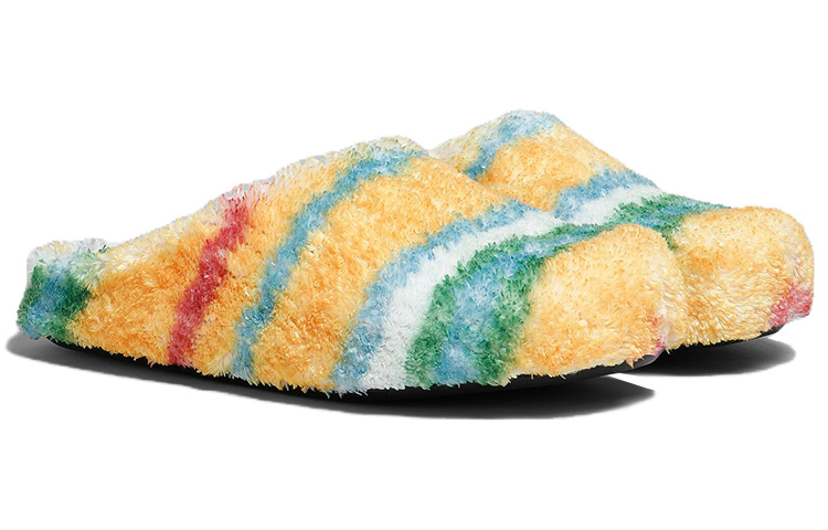 Order MARNI 羊麂皮包頭條紋時尚涼鞋 男款 黃綠色