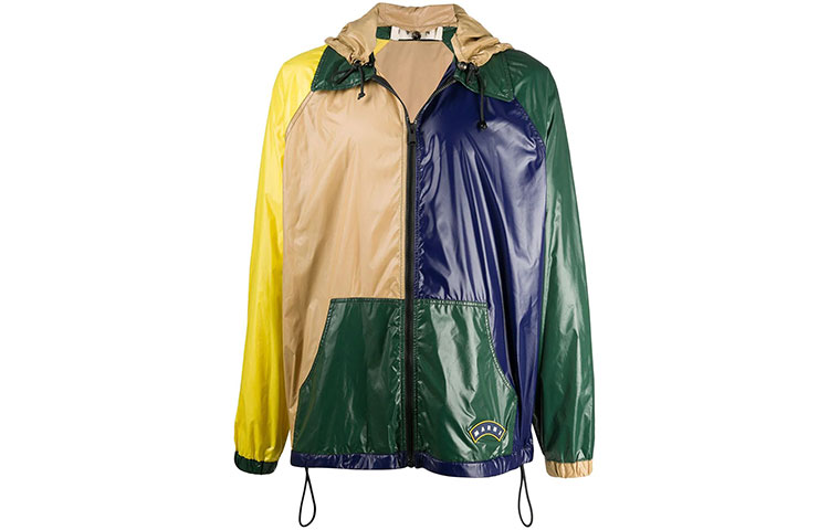 MARNI FW21 Brown Logo Patch Zip-Up Jacket for Men JUMU0106LW-UTW913-00M02