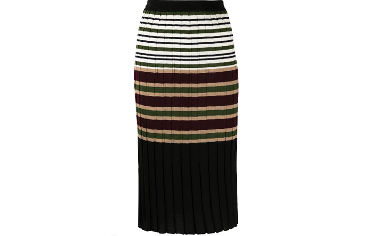 MARNI FW21 Striped Rib Knit Midi Skirt Black GOMD0053Q0-UFW582-MXN99