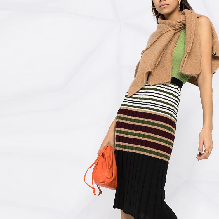 Details for マルニ FW21 ストライプ リブ ニット ミディスカート ブラック GOMD0053Q0-UFW582-MXN99