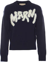 Order MARNI FW22 藍色羊毛大Logo圓領毛衣 潮流上衣 GCMG0262Q0UFH93500B79
