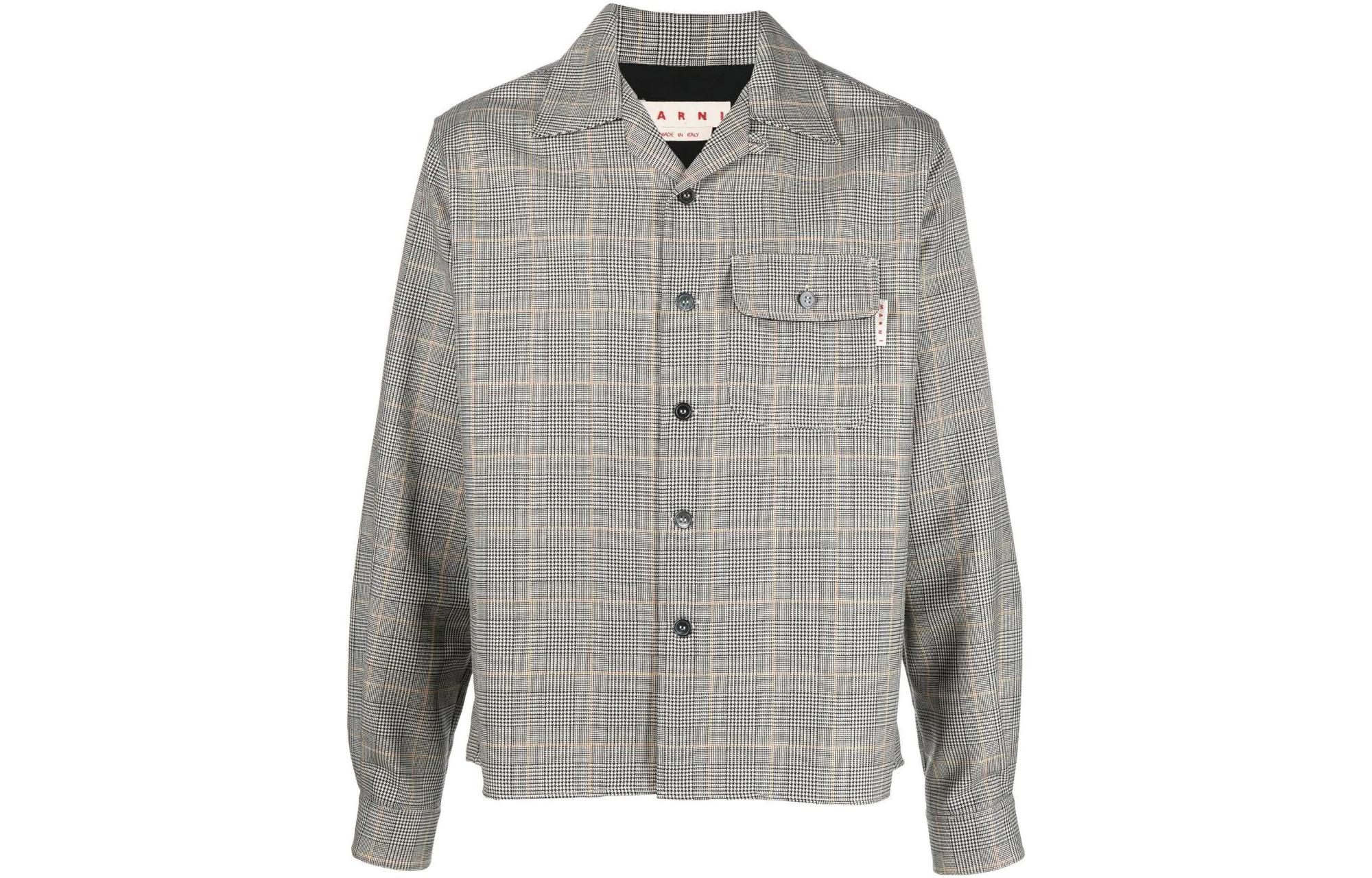 MARNI FW22  Gray Plaid Button-Up Long Sleeve Shirt CUMU0246Q0UTW956CHN99