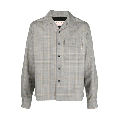 MARNI FW22 Gray Plaid Button-Up Long Sleeve Shirt CUMU0246Q0UTW956CHN99