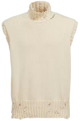 MARNI FW22 Knit Pullover Vest with Distressed Logo, Off-White. DVMG0045A0-UFC652-00W03 Order MARNI FW22 Knit Pullover Vest with Distressed Logo, Off-White. DVMG0045A0-UFC652-00W03