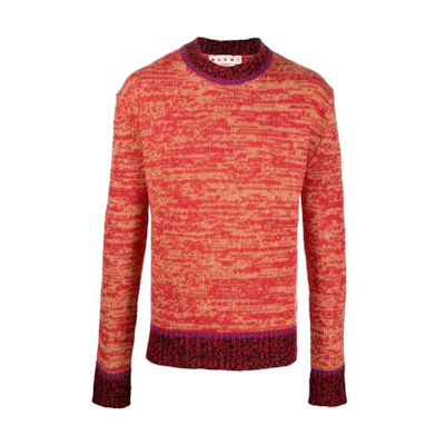 MARNI FW22 Orange Patchwork Crewneck Sweater. GCMG0289Q0UFH941MLR64