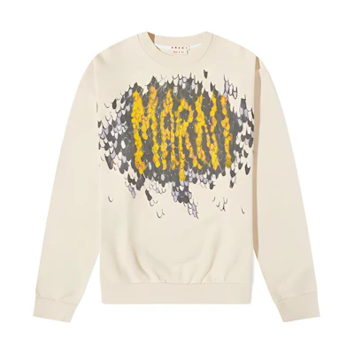 MARNI FW22 Beige Scaly Letter Print Crewneck Long Sleeve Sweatshirt Men. FUMU0074P7USCU17IMW13