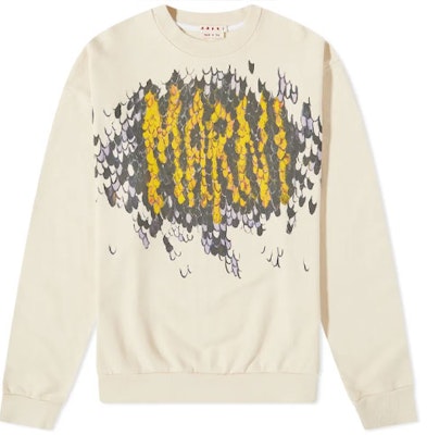 MARNI FW22 Beige Scaly Letter Print Crewneck Long Sleeve Sweatshirt Men. FUMU0074P7USCU17IMW13 Order MARNI FW22 Beige Scaly Letter Print Crewneck Long Sleeve Sweatshirt Men. FUMU0074P7USCU17IMW13
