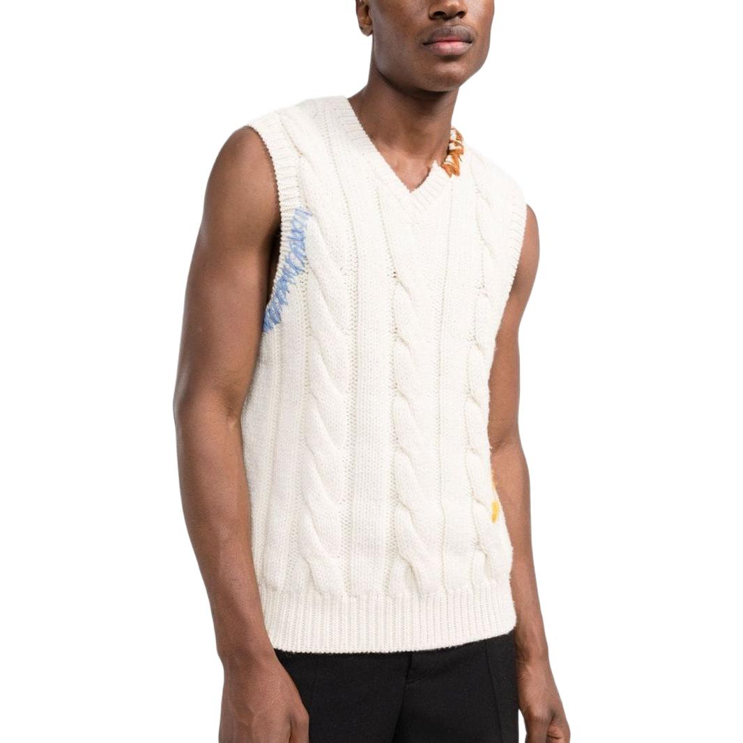 Purchase マルニ FW22 コントラストステッチ Vネック ニットベスト ホワイト メンズ. CVMG0088Q0UFWH0700W02
