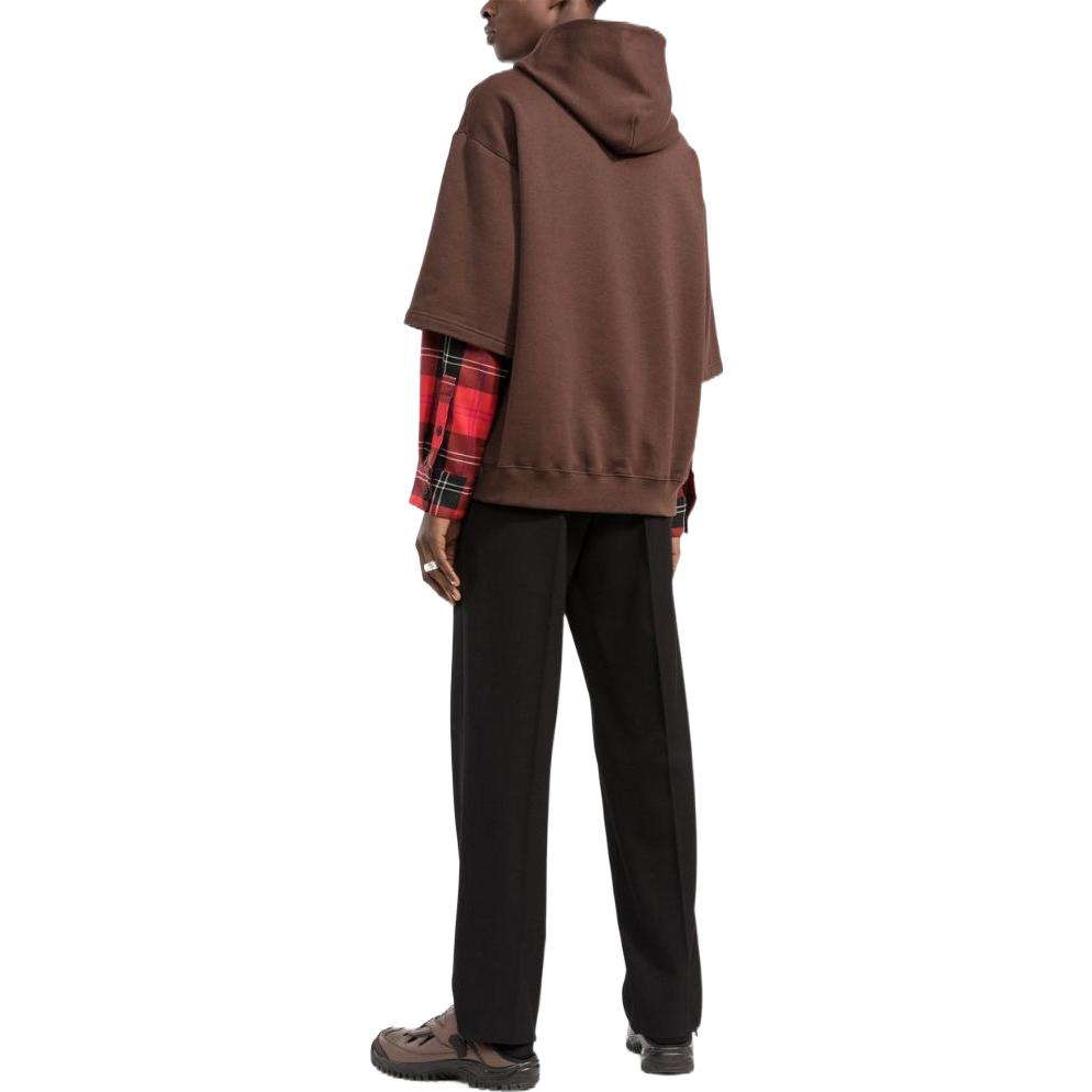 Shop マルニ FW22 レイヤード ブラウン フーディー 長袖 スウェットシャツ. FUMU0110XQUTC19000M75