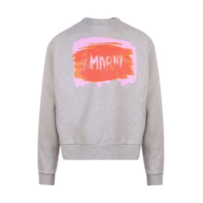 MARNI FW22 Logo Print Drawstring Hoodie Brown Mens USCU65FUMU0073P1PLM75