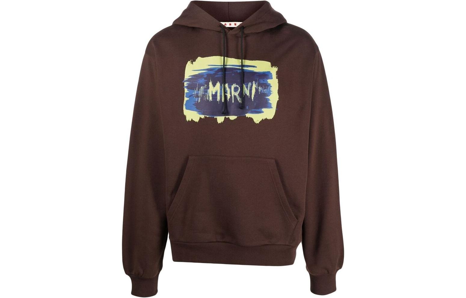 MARNI FW22 Logo Print Red Hoodie Long Sleeve Sweatshirt FUMU0067P5USCU20SLR63