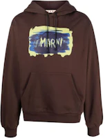 MARNI FW22 Logo Print Drawstring Hoodie Brown Mens USCU65FUMU0073P1PLM75 MARNI FW22 Logo Print Drawstring Hoodie Brown Mens USCU65FUMU0073P1PLM75