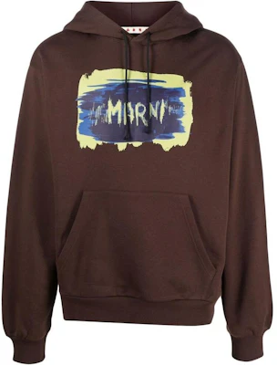MARNI FW22 Logo Print Drawstring Hoodie Brown Mens USCU65FUMU0073P1PLM75 Buy MARNI FW22 Logo Print Drawstring Hoodie Brown Mens USCU65FUMU0073P1PLM75