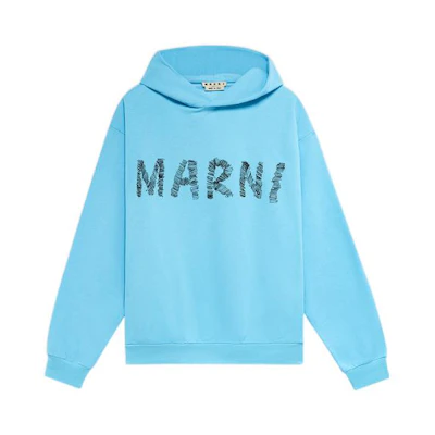 MARNI FW22 White Hoodie with Logo Print Long Sleeve FUMU0073P5USCU55CLW03
