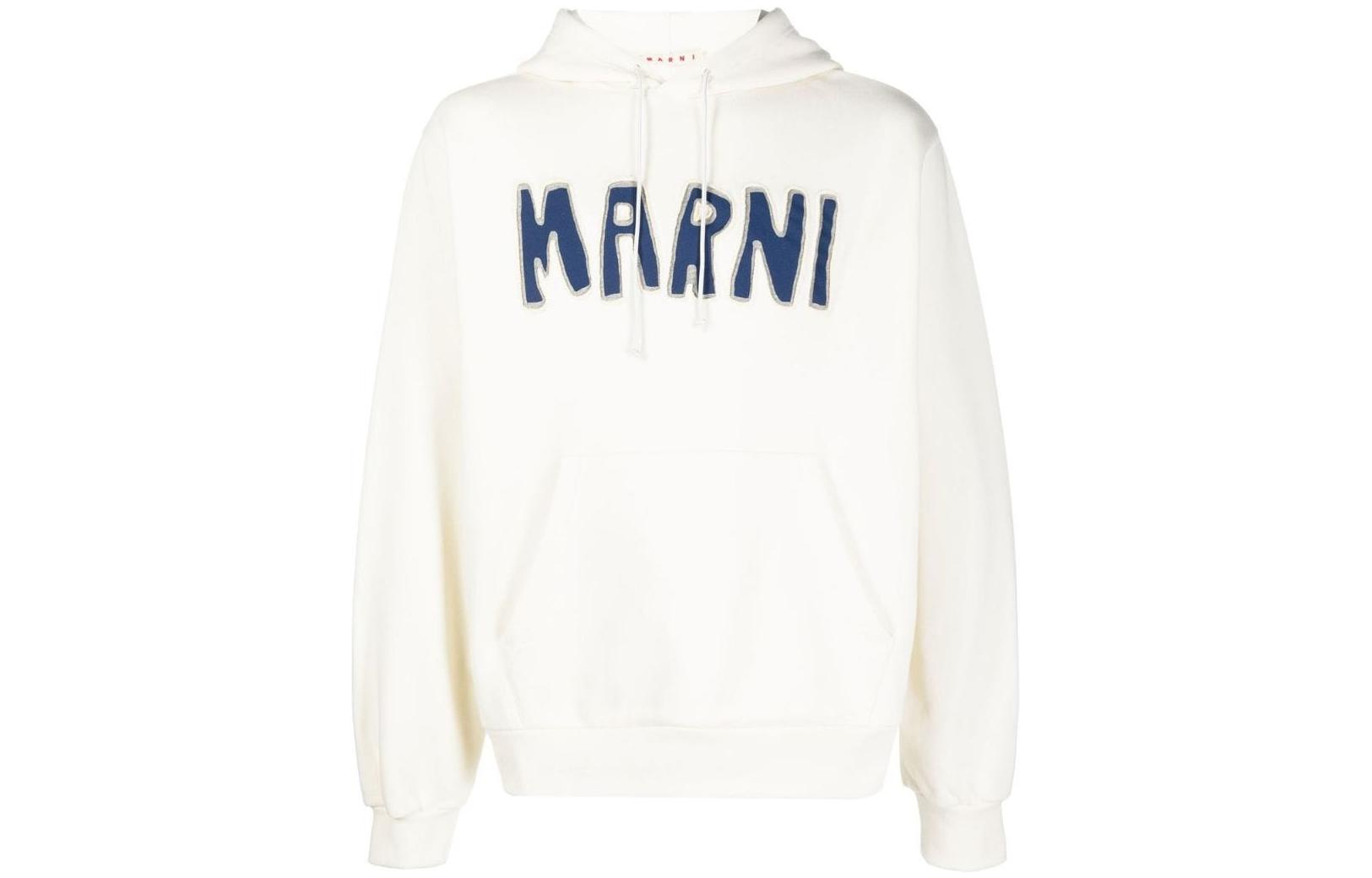 MARNI FW22 Yellow Crewneck Sweatshirt with Letter Logo Applique FUMU0074P5USCU55CLR10