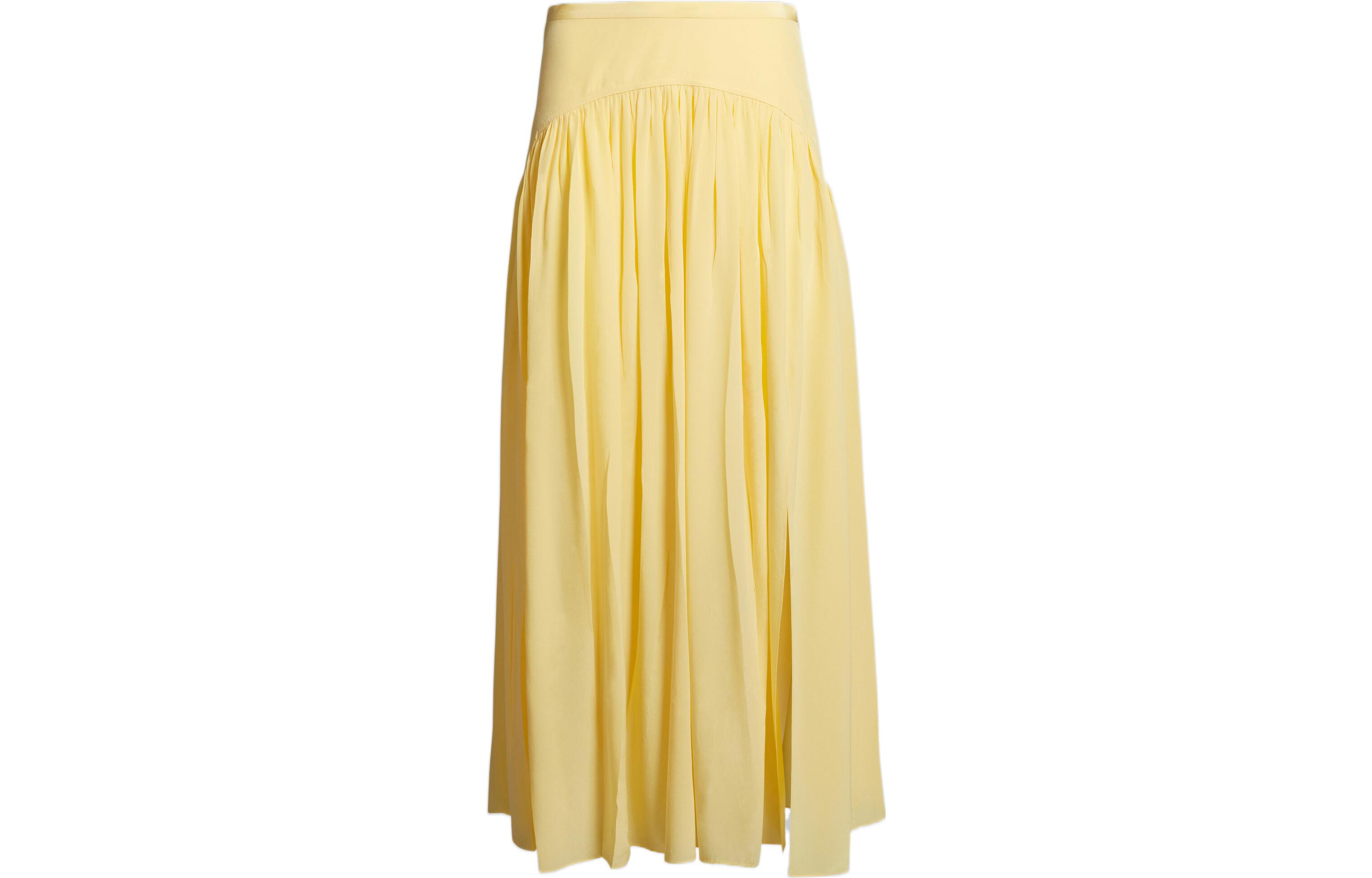 MARNI FW22 Yellow Pleated Lace-Up Long Midi Skirt. GOMA0522A0-UTSF72-00Y20