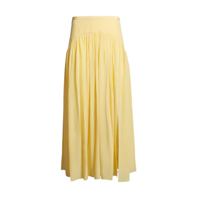 MARNI FW22 Yellow Pleated Lace-Up Long Midi Skirt. GOMA0522A0-UTSF72-00Y20