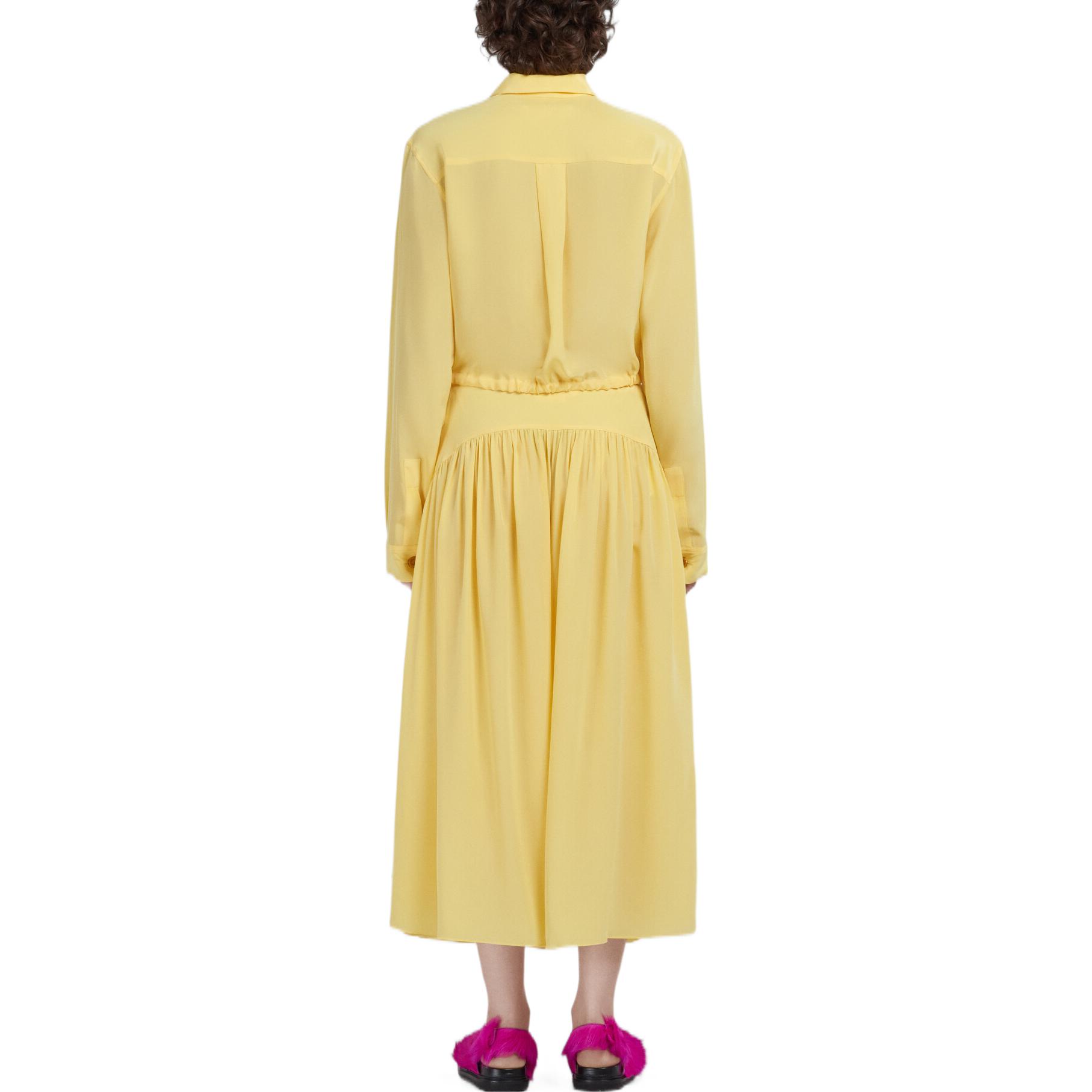 Shop マルニ FW22 イエロー プリーツ レースアップ ロング ミディスカート. GOMA0522A0-UTSF72-00Y20