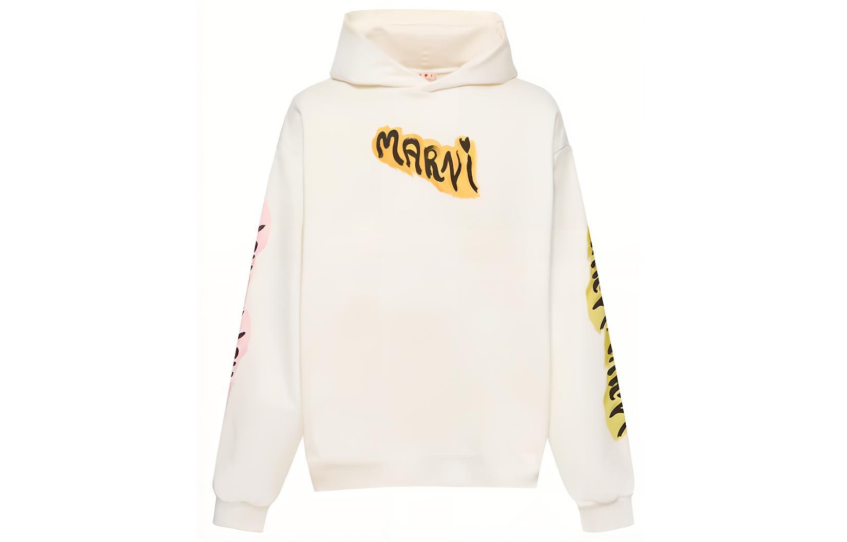Marni FW23 White Pullover Sweatshirt with Letter Print FUMU0067PD-USCV51-GLW02