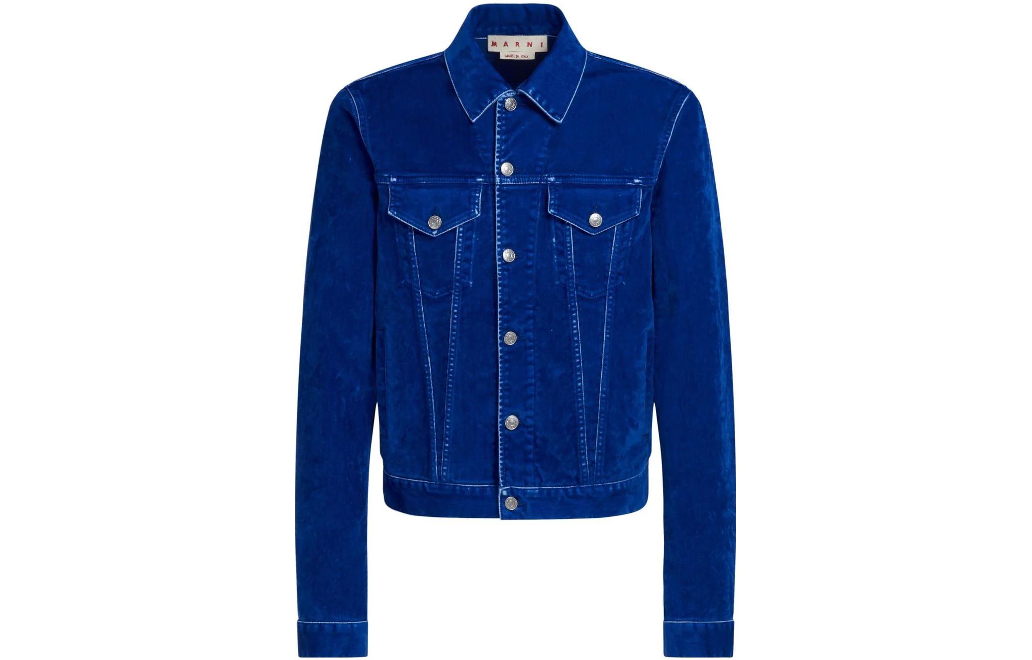 MARNI Glossy Stand Collar Zip-Up Jacket Navy Blue Outerwear JUMY0026Q1-ULA736-00B80