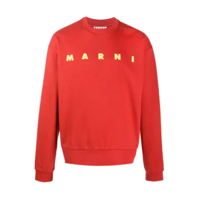 MARNI Letter Print Hoodie Pullover Unisex Long Sleeve White FUMU0067PF-USCV84-BUW03