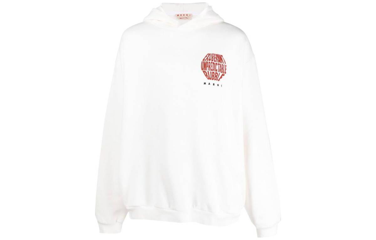 Marni Letter Print Long Sleeve Crewneck Sweatshirt Unisex White HUMU0274P0-USCV52-GLW01