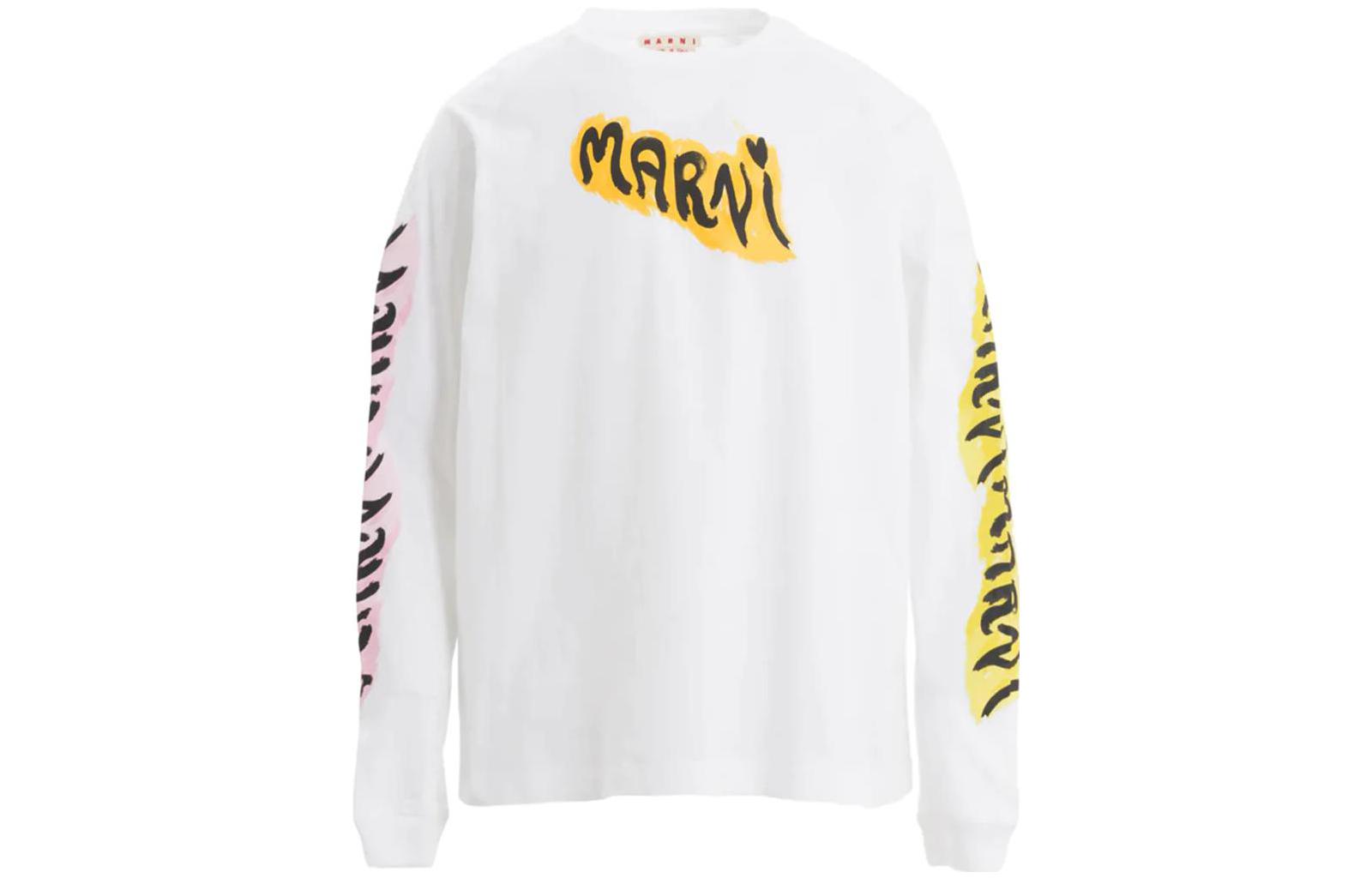 Marni Letter Print Pullover Hoodie FW22 Navy Blue () FUMU0073P1-LOB99