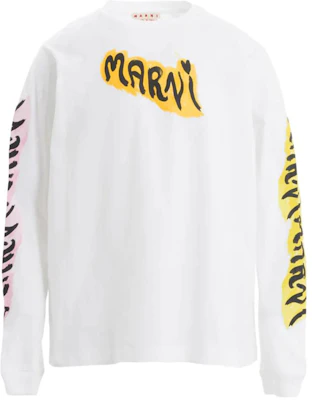 Marni Letter Print Long Sleeve Crewneck Sweatshirt Unisex White HUMU0274P0-USCV52-GLW01 Buy Marni Letter Print Long Sleeve Crewneck Sweatshirt Unisex White HUMU0274P0-USCV52-GLW01