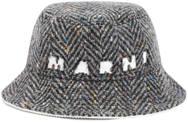 MARNI 男款灰色人字紋刺繡Logo漁夫帽 CLZC0088Q0UTW96800N39 Order MARNI 男款灰色人字紋刺繡Logo漁夫帽 CLZC0088Q0UTW96800N39