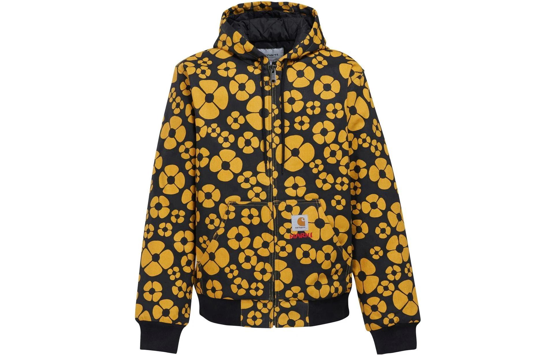 MARNI Logo Hooded Zip-Up Jacket Glass Color JUMU0164UX-UTP772-00W09