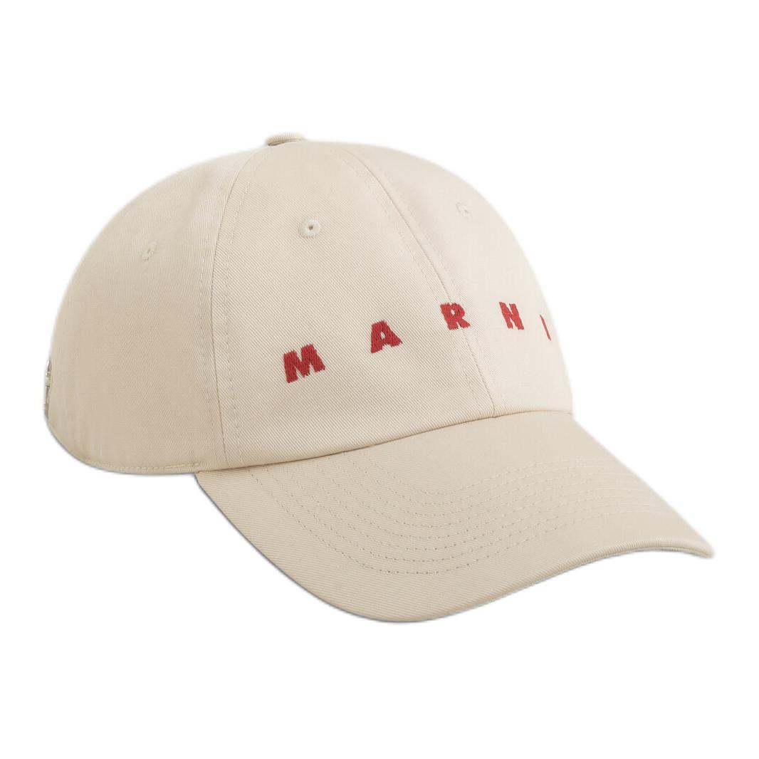 Shop マルニ ロゴ オーガニックコットン ツイル ベースボールキャップ ユニセックス ホワイト CLZC0108S0UTC31100W06
