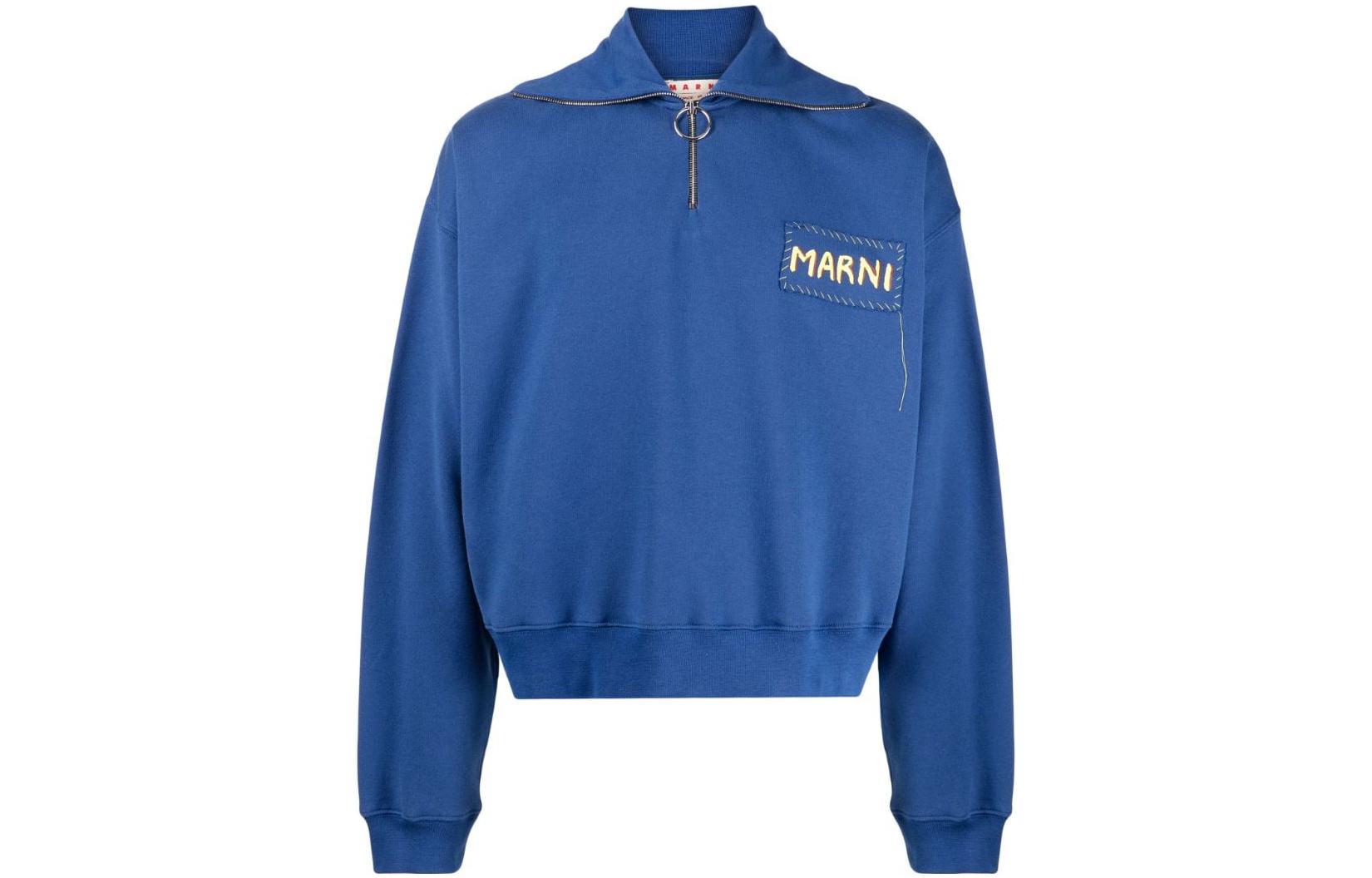 MARNI Logo Patch Plaid Hooded Jacket Blue - Edition JUMU0148U0UTA11700M07