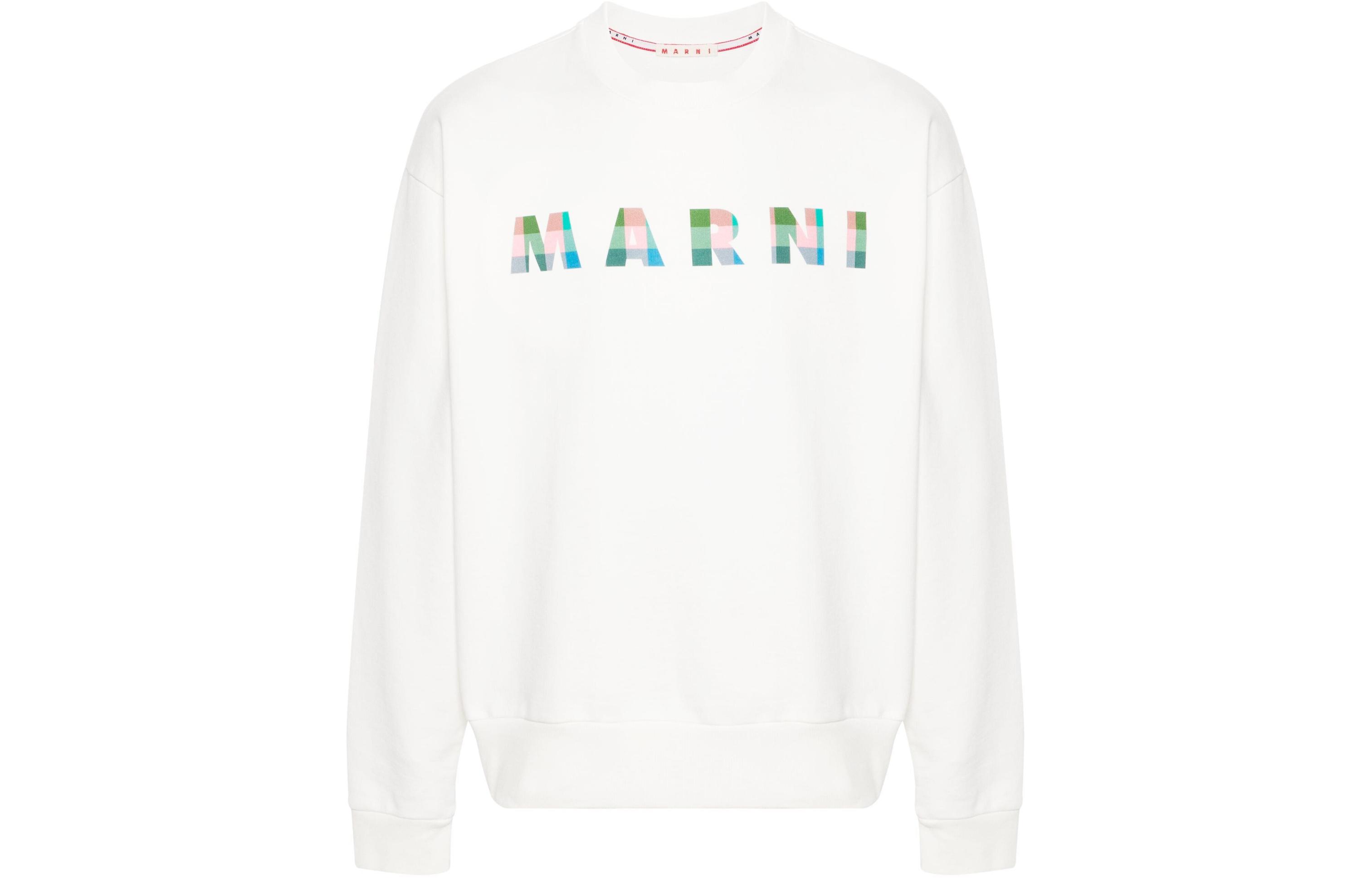 MARNI Logo Print Crewneck Long Sleeve Sweatshirt Blue FUMU0074X1UTC39700B21