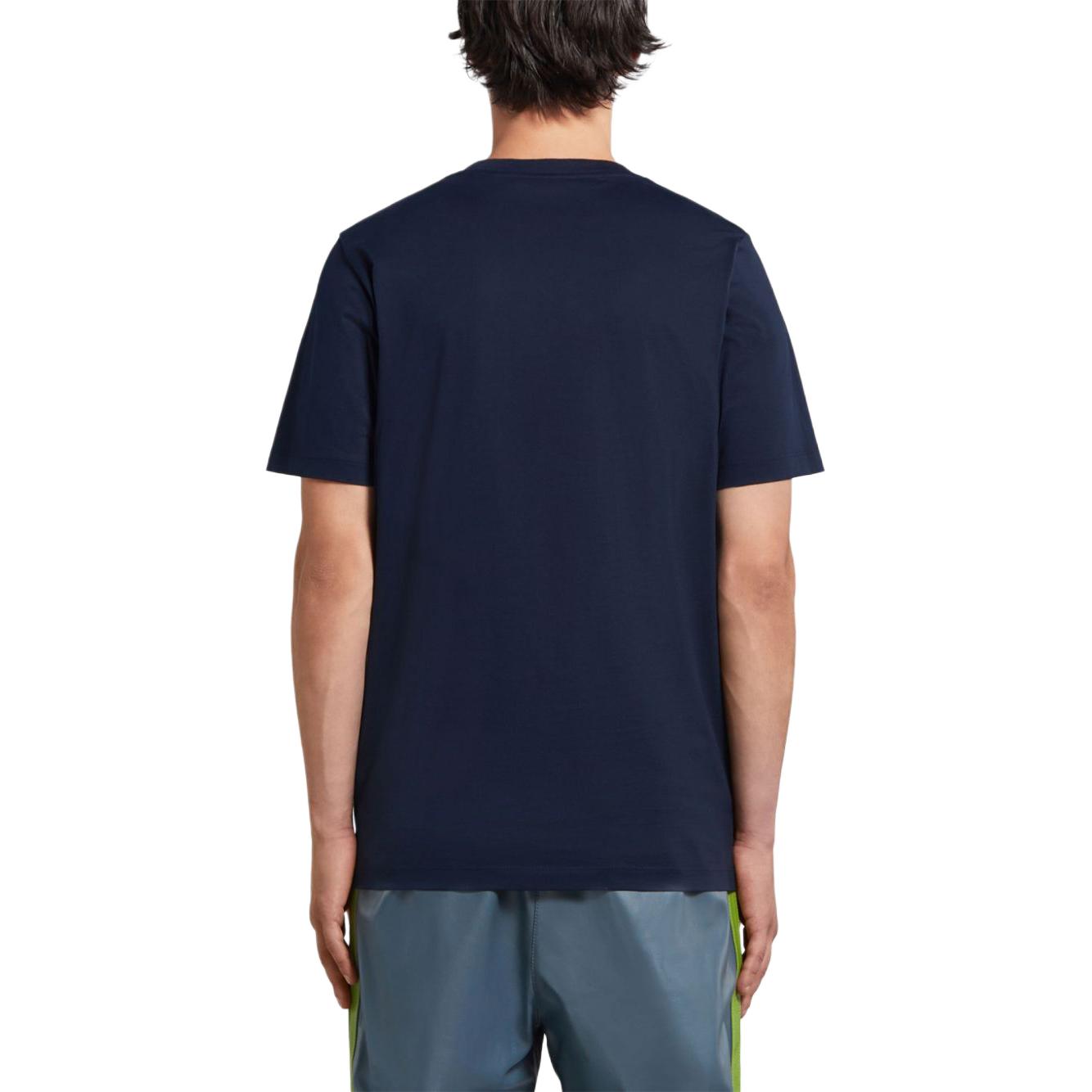 Shop MARNI 印花Logo圓領海軍藍T恤 HUMU0198PQUSCW21FLB99