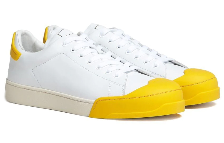 Marni Low-Top Leather Sneaker 'White Yellow' 圖 2