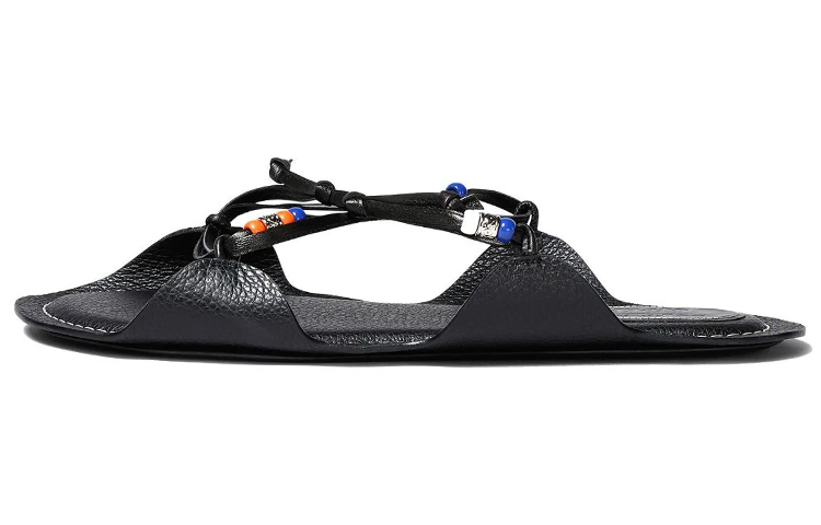 Marni No Vacancy Inn Calfskin Cross-Strap Slide 'Black'
