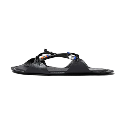 Marni No Vacancy Inn Calfskin Cross-Strap Slide 'Black'