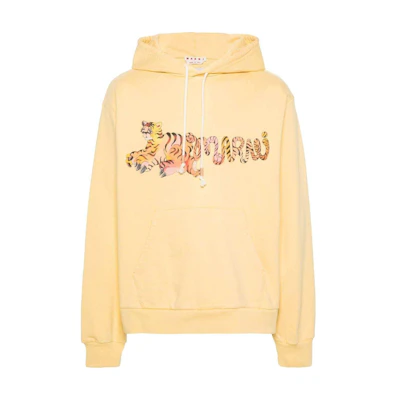 Marni Paint-Splatter Logo Print Crewneck Sweatshirt Navy () FUMU0074P0UTC029-00B99