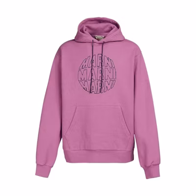 Marni Pink Hoodie with Sketch Embroidery and Drawstring FUMU0073S7USCU52DDC09