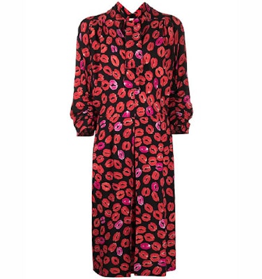 MARNI Red Lip Print Tie-Neck Long Sleeve Dress Red ABMA0670A0-UTV822-KTN99 Order MARNI Red Lip Print Tie-Neck Long Sleeve Dress Red ABMA0670A0-UTV822-KTN99