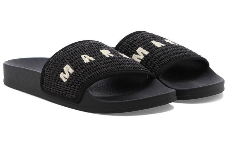 Lookbook Marni Slide 'Braided Raffia - Black' SAMR003702-P3860-00N99