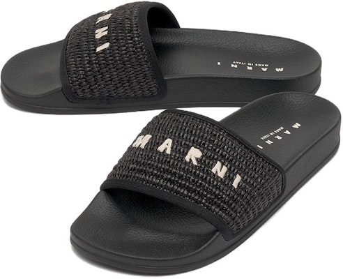Marni Slide 'Braided Raffia - Black' SAMR003702-P3860-00N99 Shop Marni Slide 'Braided Raffia - Black' SAMR003702-P3860-00N99