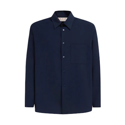 MARNI Solid Color Button-Up Casual Long Sleeve Shirt Men’s Navy Blue CUMU0061A3TW83900B99