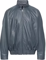 MARNI Solid Color Leather Jacket Grey Blue Long-Sleeve JUMY0067U0-ULA736-00N55 MARNI Solid Color Leather Jacket Grey Blue Long-Sleeve JUMY0067U0-ULA736-00N55