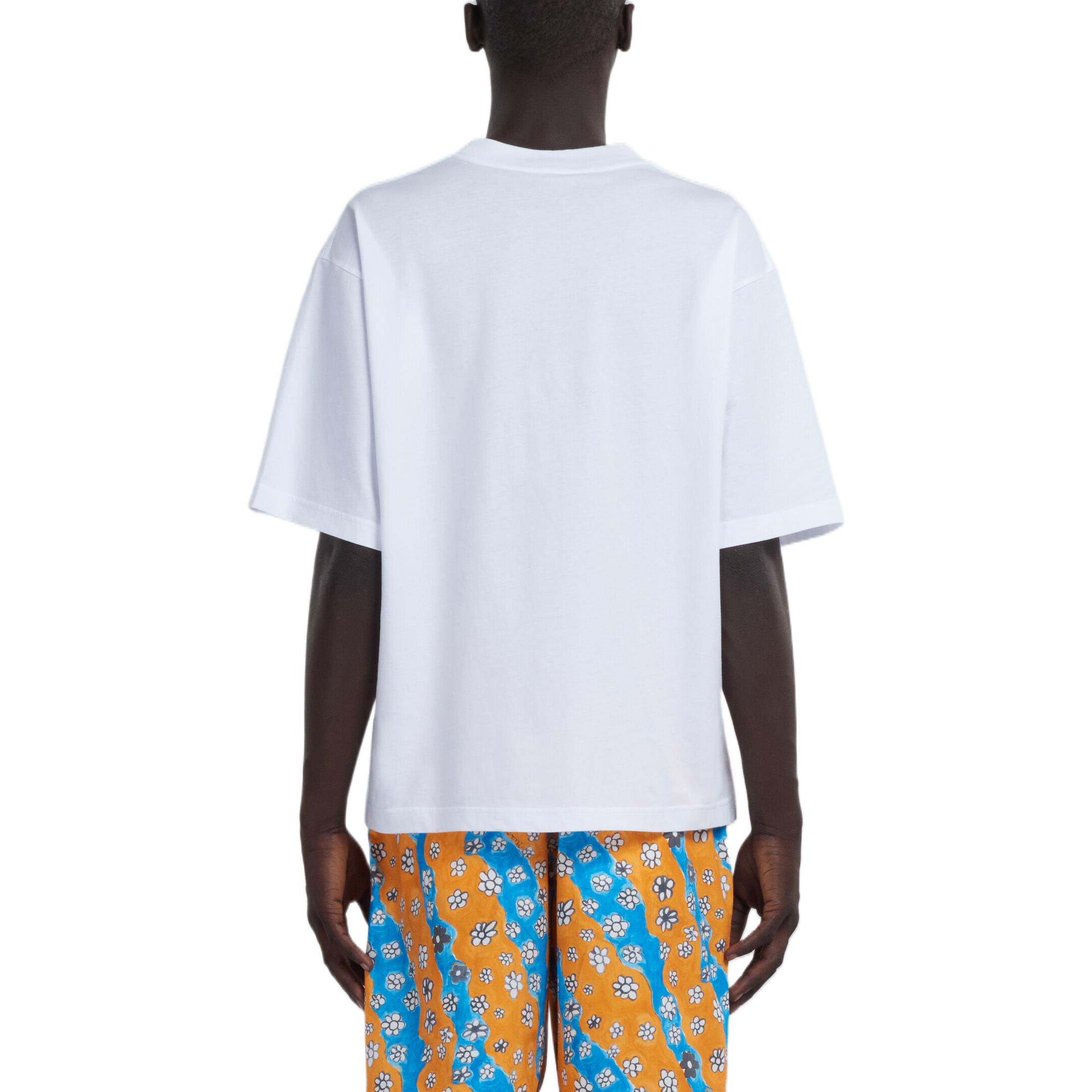 Shop MARNI 男款純色字母印花圓領短袖T恤 HUMU0223P1-USCS87-LOW01