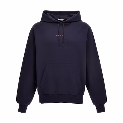 MARNI Solid Color Letter Print Hoodie Blue Pullover GCMG0325Q0-UFCB14-MXB52