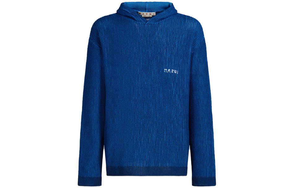 MARNI Solid Color Loose Fit Jacket Dark Blue Long Sleeve Outerwear CUMU0016A0-S45455-13066