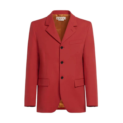MARNI Solid Zip-Up Jacket with Logo Patch in Off-White POIZON2406211274