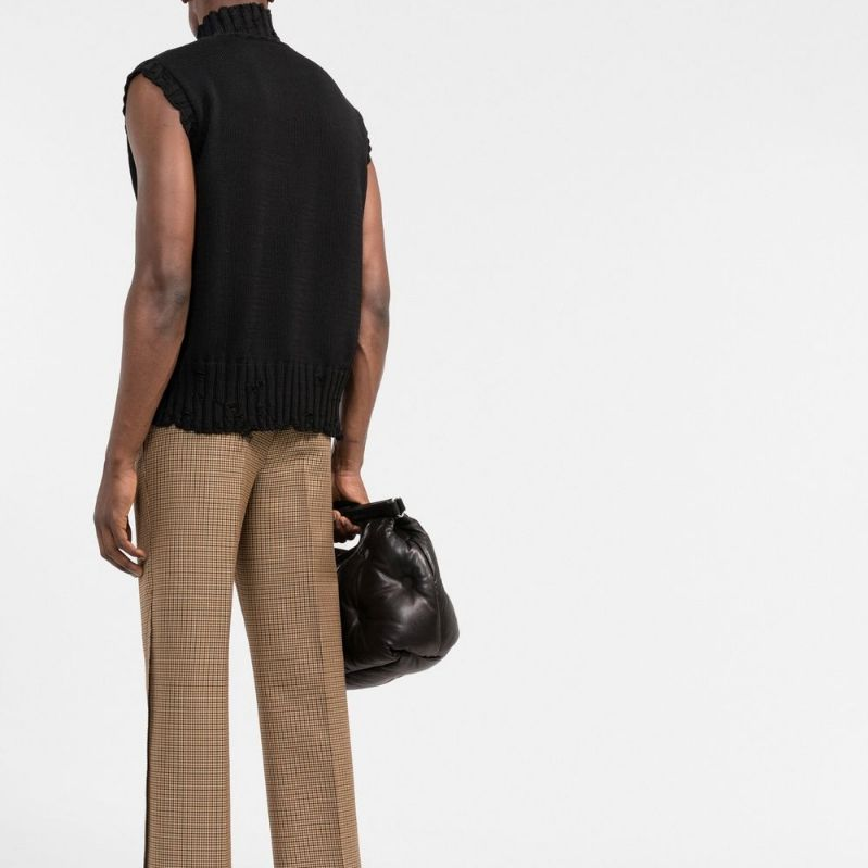 Shop MARNI SS22 黑色復古無袖高領毛衣。 DVMG0045A0UFC65200N99