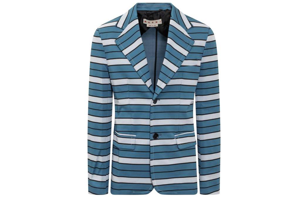 Order 마르니 SS22 블루 스트라이프 버튼업 긴팔 블레이저. GUMU0082U0UTN893STN99